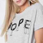 River Island Womens Petite Marl 'hope' Embellished T-shirt