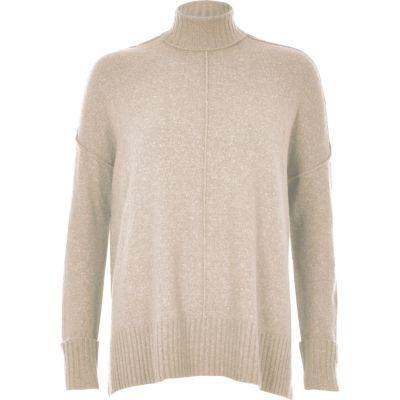 River Island Womens Oatmeal Turtleneck Boxy Sweater