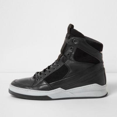 River Island Mens Jack And Jones Hi Top Leather Trainers