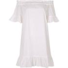 River Island Womens White Bardot Frill Swing Dress