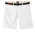 River Island Mens White Belted Chino Shorts
