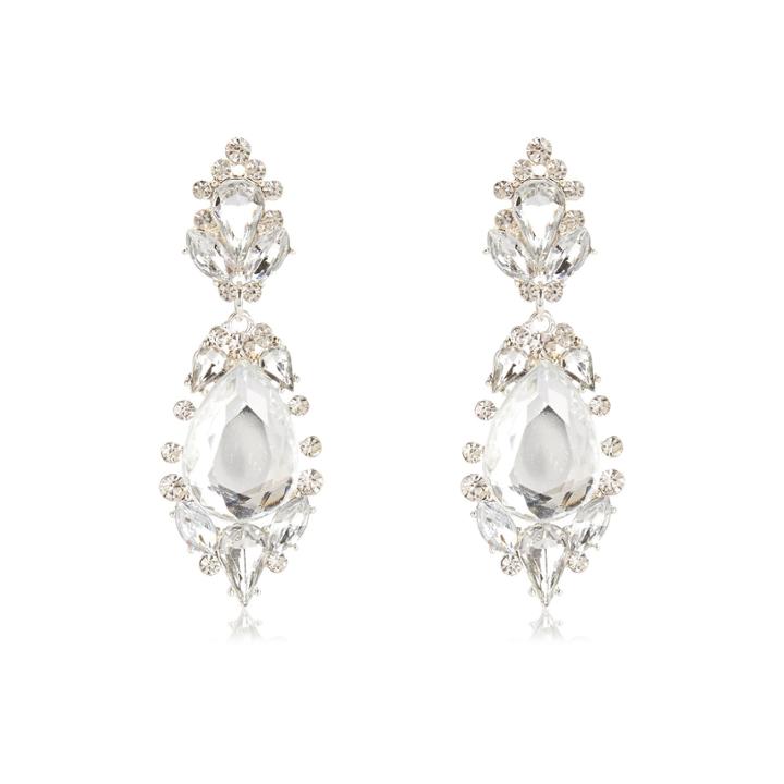 River Island Womens Silver Tone Gemstone Statement Earrings