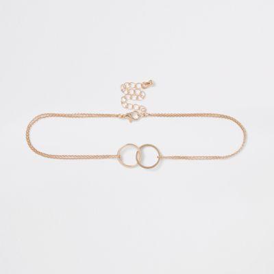 River Island Womens Gold Tone Chain Interlink Circle Choker
