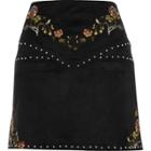River Island Womens Embroidered Floral And Stud Mini Skirt