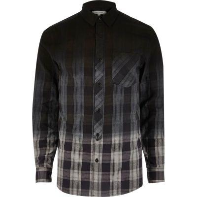 River Island Mensblue Dip Dye Check Shirt