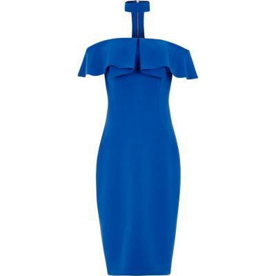 River Island Womens Choker Bardot Bodycon Midi Dress