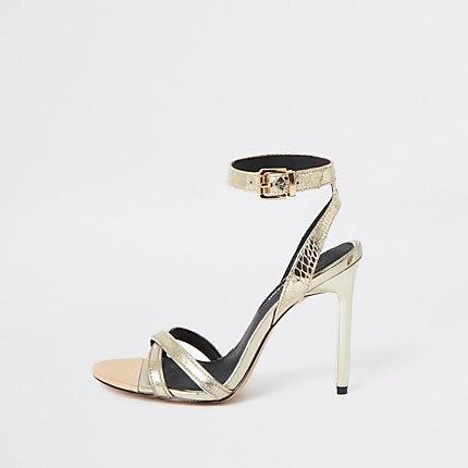 River Island Womens Gold High Skinny Heel Shoes