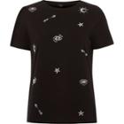 River Island Womens Eye And Moon Embroidered T-shirt