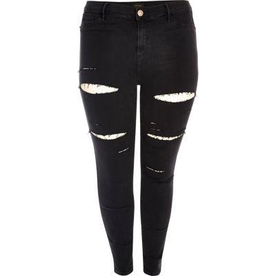 River Island Womens Plus Ripped High Rise Going Out Jeans