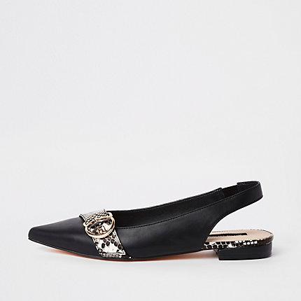 River Island Womens Pointed Toe Sling Back Loafers