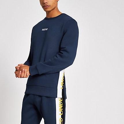 River Island Mens Undefined Embroidered Tape Sweatshirt
