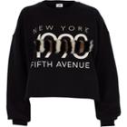 River Island Womens 'new York' Faux Fur Strip Sweatshirt