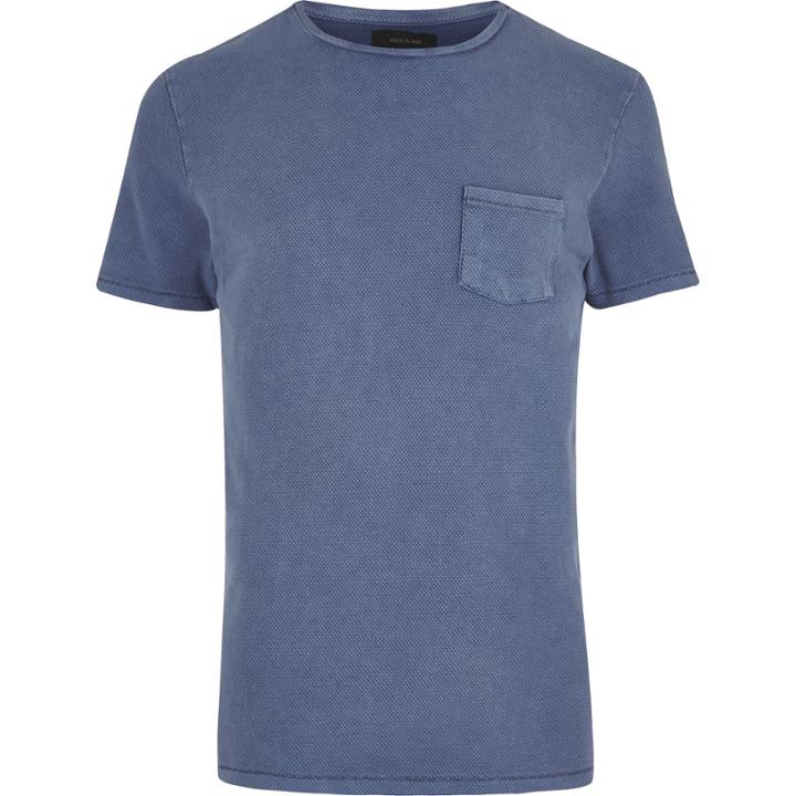 River Island Mensdark Textured Crew Neck T-shirt