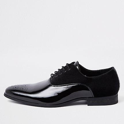 River Island Mens Velvet Panel Lace-up Derby Shoes