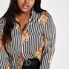 River Island Womens Plus Stripe Print Button-up Shirt
