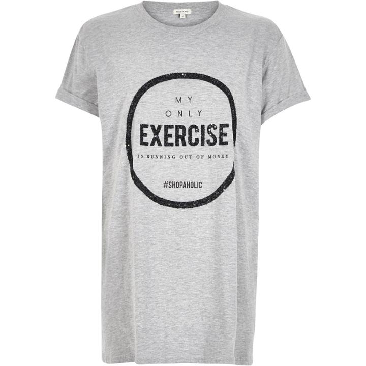River Island Womens Shopaholic Print Oversized T-shirt