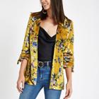 River Island Womens Floral Print Ruched Sleeve Blazer