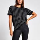 River Island Womens Diamante Stripe Loose Fit T-shirt