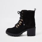 River Island Womens Faux Fur Tongue Lace-up Chunky Boots
