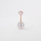 River Island Womens Rose Gold Color Zirconia Floral Belly Bar