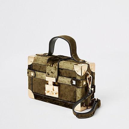 River Island Womens Velvet Mini Trunk Cross Body Bag