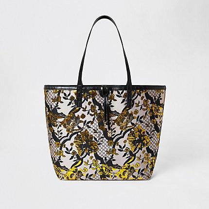 River Island Womens Floral Jacquard Shopper Tote Bag