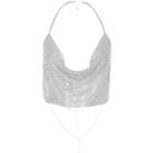 River Island Womens Silver Tone Chainmail Cowl Halter Neck Top