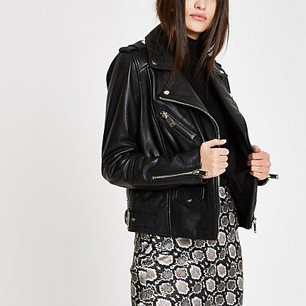 River Island Womens Premium Leather Biker Jacket