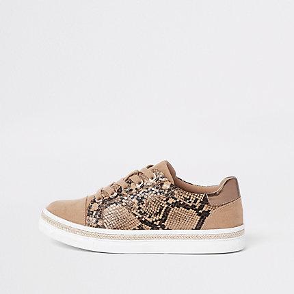 River Island Womens Snake Print Lace-up Sneakers