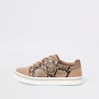 River Island Womens Snake Print Lace-up Sneakers
