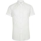 River Island Mens White Short Sleeve Muscle Fit Oxford Shirt