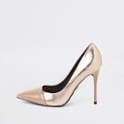 River Island Womens Bright Gold Wide Fit Wrap Around Court Shoes