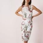River Island Womens Floral Print Lace Bodycon Midi Dress