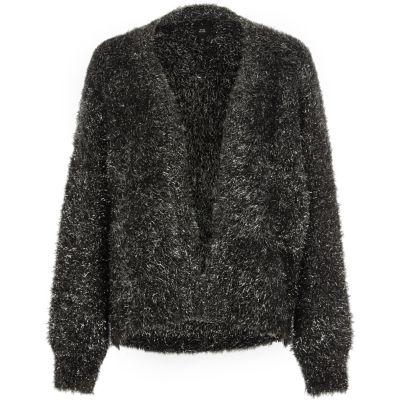 River Island Womens Metallic Tinsel Knit Cardigan