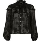River Island Womens Frilly Floral Sheer Blouse
