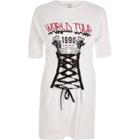River Island Womens White Band Print Oversized Corset T-shirt