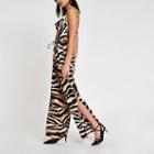 River Island Womens Tiger Print Cowl Neck Jumpsuit