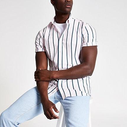 River Island Mens And Green Stripe Shirt
