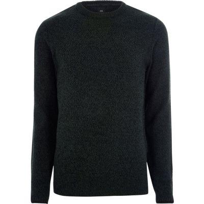 River Island Mens Textured Knit Slim Fit Crew Neck Jumper