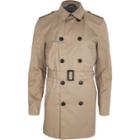 River Island Mens Dark Double-breasted Smart Belted Mac