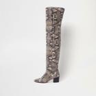 River Island Womens Snake Slouch Over The Knee Boots