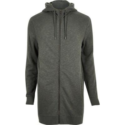 River Island Mens Longline Zip Up Hoodie