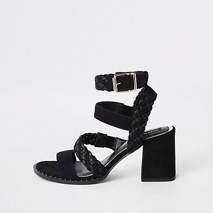 River Island Womens Leather Woven Stud Sandals