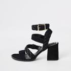 River Island Womens Leather Woven Stud Sandals