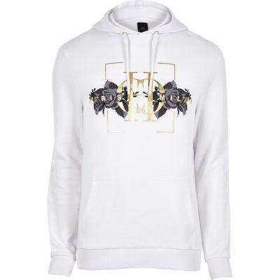 River Island Mens White 'paris Milan' Foil Print Hoodie