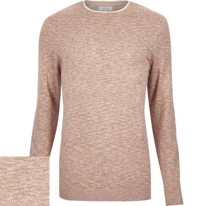 River Island Menspink Marl Crew Neck Long Sleeve Jumper