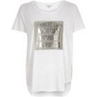 River Island Womens White Foil Slogan Print Oversized T-shirt
