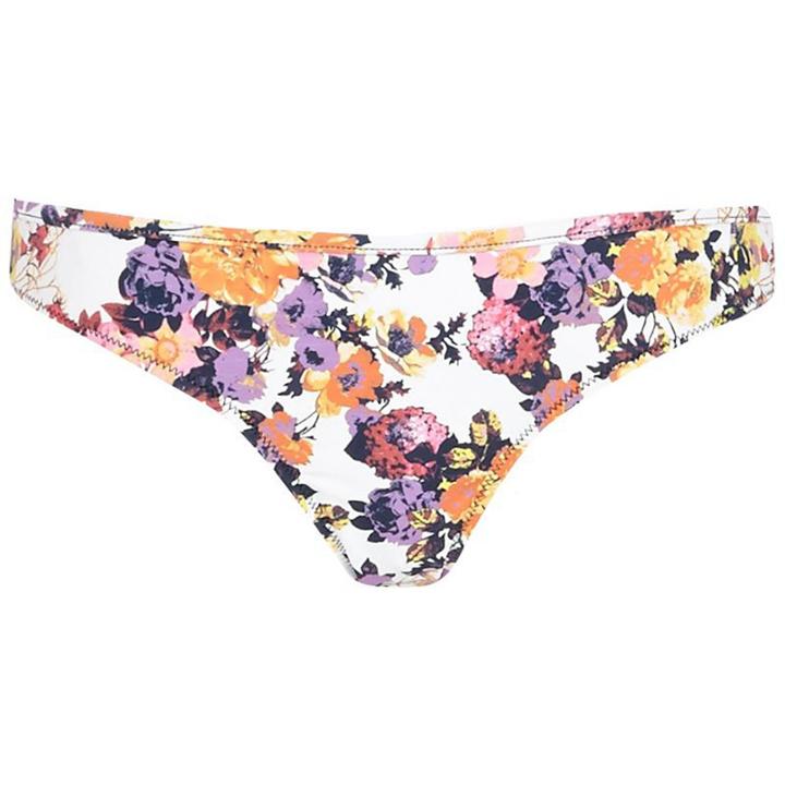 River Island Womens White Floral Print Bikini Bottoms