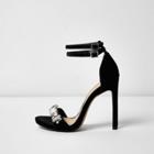 River Island Womens Velvet Wide Fit Embellished Sandals