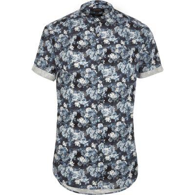River Island Mens Floral Slim Fit Grandad Shirt